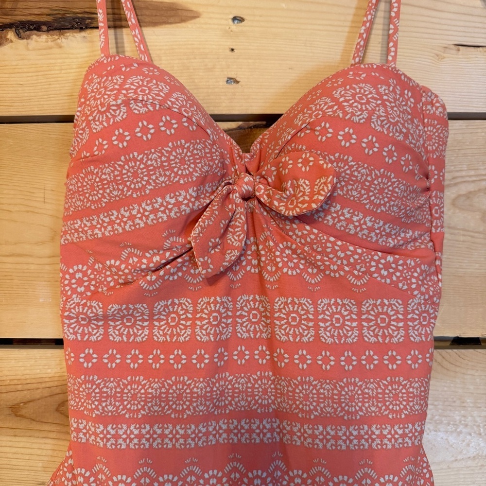 Robin Piccone Women Orange Coral Print One Piece Swimsuit Size 8 - Picture 9 of 10
